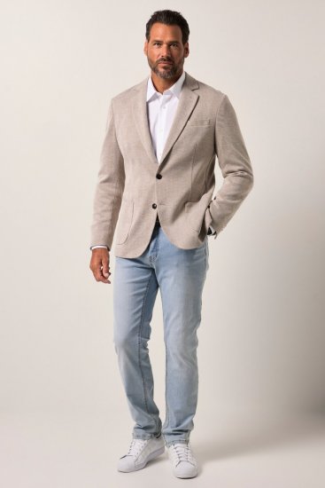 JP1880 Jacket Business Checked Beige - Habitter og blazere - Habitter og jakkesæt i store størrelser