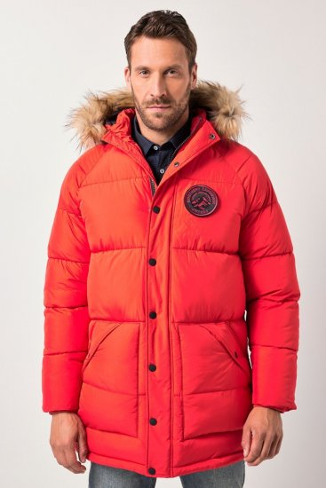 JP1880 Parka Quilted Faux Fur Hood Red - Jakker - Jakker i store størrelser, 2XL- 12XL