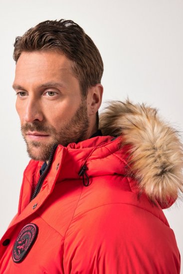 JP1880 Parka Quilted Faux Fur Hood Red - Jakker - Jakker i store størrelser, 2XL- 12XL