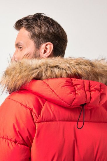 JP1880 Parka Quilted Faux Fur Hood Red - Jakker - Jakker i store størrelser, 2XL- 12XL