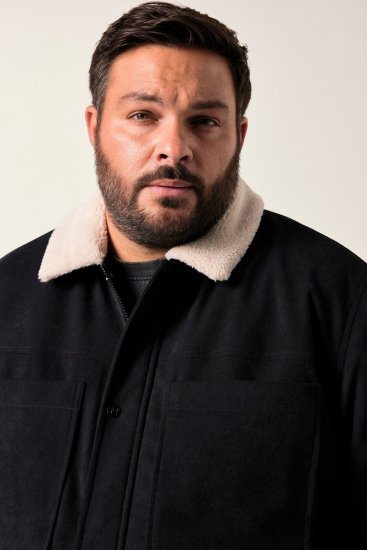 Men+ 545 Jakke med teddykrave Sort - Jakker - Jakker i store størrelser, 2XL- 12XL