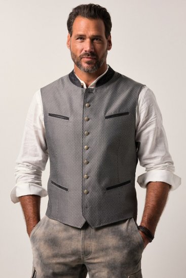 JP1880 Vest Traditional With Embroidery Silver - Trachten & Oktoberfest - Oktoberfest tøj i store størrelser (Trachten)
