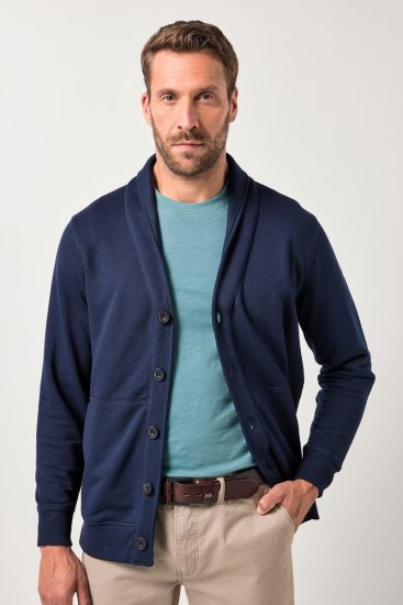 JP1880 Sweat Jacket Shawl Collar Navy - Trøjer og hættetrøjer - Trøjer og Hættetrøjer i store størrelser - 2XL-14XL
