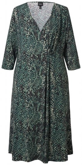 Ulla Popken 841839 Dyreprintet jerseykjole med 3/4-ærmer Mørkegrøn - Midikjoler - Midikjoler i store størrelser