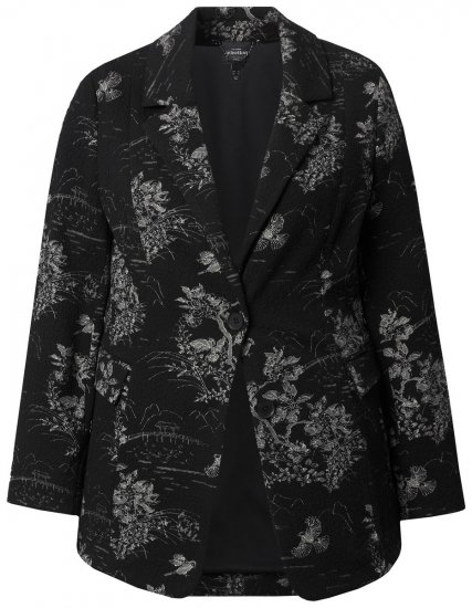 Ulla Popken 841901 Mønstret blazer Sort - Blazere - Blazere i plusstørrelser til kvinder