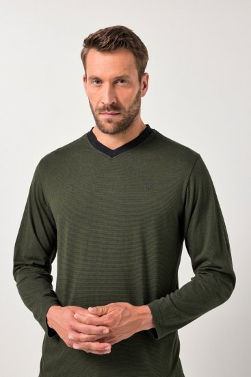 JP1880 Pyjamas Two-piece Striped Dark Green - Undertøj og badetøj - Badetøj og Undertøj i store størrelser 