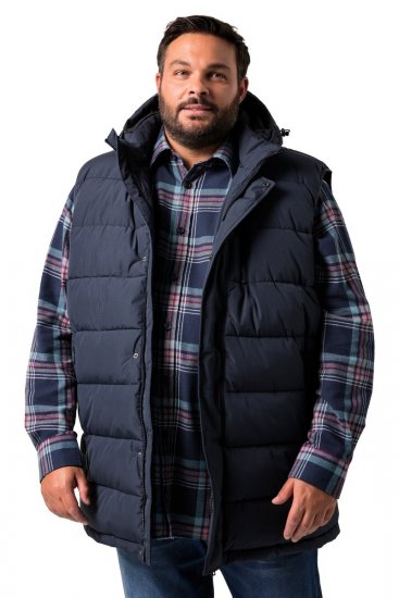 Men+ 433 Quiltet vest med hætte Mørkeblå - Jakker - Jakker i store størrelser, 2XL- 12XL