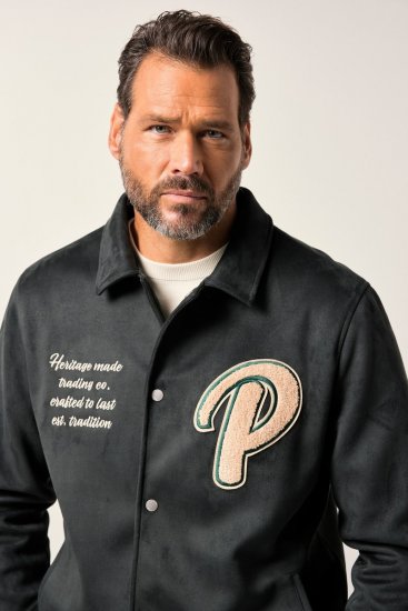 JP1880 Blouson Velour with Chest Embroidery Dark Green - Jakker - Jakker i store størrelser, 2XL- 12XL