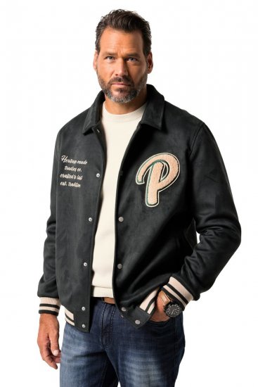 JP1880 Blouson Velour with Chest Embroidery Dark Green - Jakker - Jakker i store størrelser, 2XL- 12XL