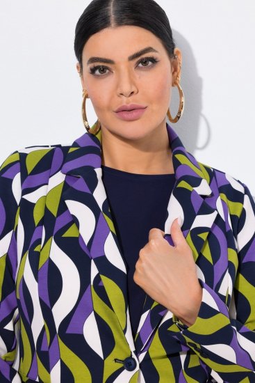 Ulla Popken 842680 Mønstret jerseyblazer i punto di roma Mørkeblå - Blazere - Blazere i plusstørrelser til kvinder