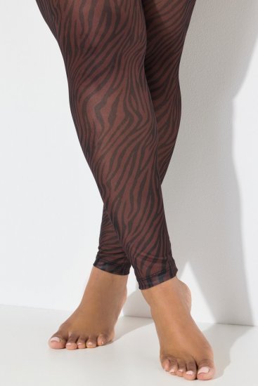Ulla Popken 842879 Dyreprintede strømpeleggings Mørkebrun - Strømpebukser & strømper - 