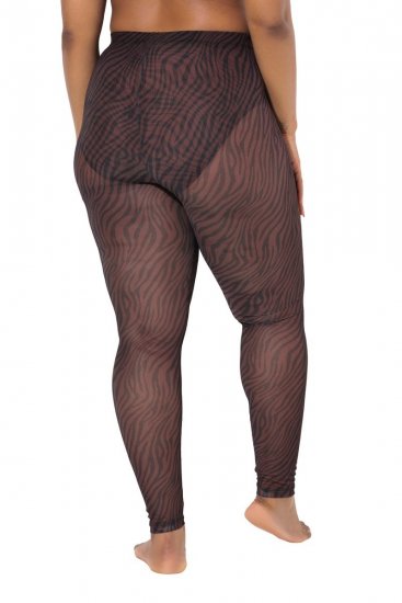 Ulla Popken 842879 Dyreprintede strømpeleggings Mørkebrun - Strømpebukser & strømper - 