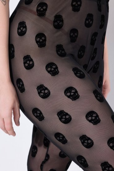 Ulla Popken 842886 Mønstrede strømpeleggings Sort - Strømpebukser & strømper - 