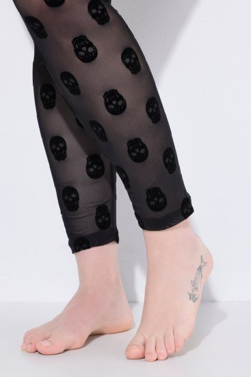 Ulla Popken 842886 Mønstrede strømpeleggings Sort - Strømpebukser & strømper - 