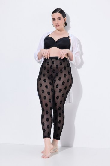Ulla Popken 842886 Mønstrede strømpeleggings Sort - Strømpebukser & strømper - 