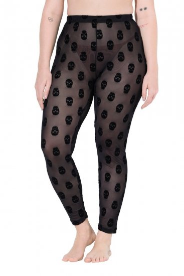 Ulla Popken 842886 Mønstrede strømpeleggings Sort - Strømpebukser & strømper - 