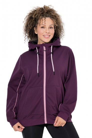 Ulla Popken 843186 Vandafvisende softshelljakke med refleks Vinrød - Jakker - Dame jakker i store størrelser