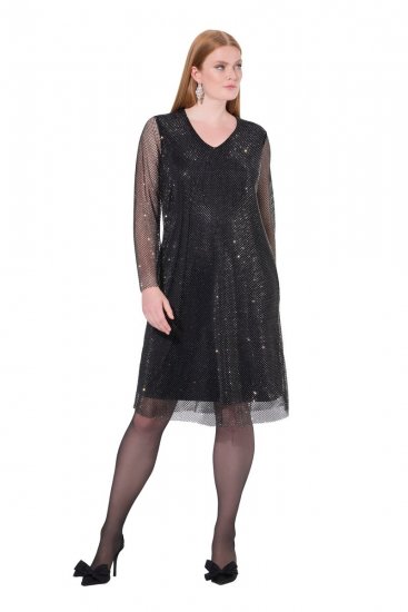 Ulla Popken 843232 Pailletkjole Grå - Aftenkjoler - Festkjoler i plus size