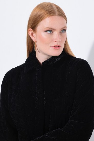 Ulla Popken 843244 Velourjakke Sort - Jakker - Dame jakker i store størrelser