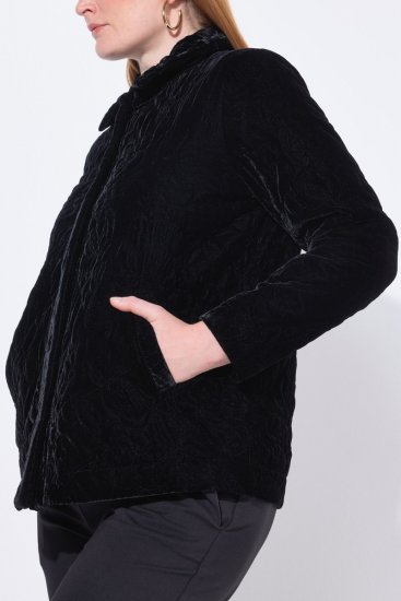 Ulla Popken 843244 Velourjakke Sort - Jakker - Dame jakker i store størrelser
