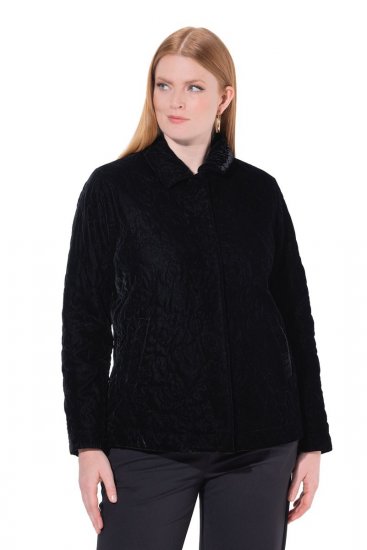 Ulla Popken 843244 Velourjakke Sort - Jakker - Dame jakker i store størrelser