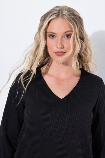 Ulla Popken 843326 Sweatkjole med 3/4-ærmer Sort - Sweatkjoler - 