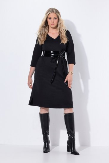 Ulla Popken 843326 Sweatkjole med 3/4-ærmer Sort - Sweatkjoler - 