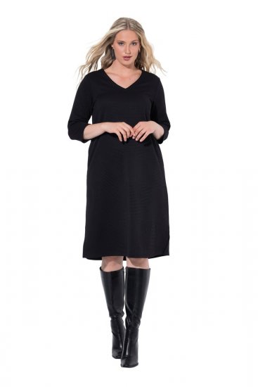 Ulla Popken 843326 Sweatkjole med 3/4-ærmer Sort - Sweatkjoler - 