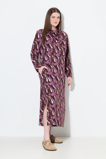 Ulla Popken 843358 Mønstret sweatkjole Blomme - Sweatkjoler - 