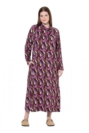 Ulla Popken 843358 Mønstret sweatkjole Blomme - Sweatkjoler - 