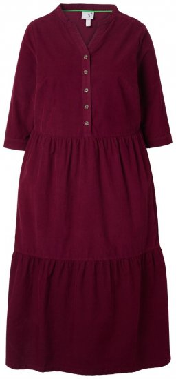 Ulla Popken 843383 Fløjlskjole med 3/4-ærmer Vinrød - Maxikjoler - Maxikjoler i plus size
