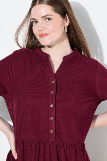 Ulla Popken 843383 Fløjlskjole med 3/4-ærmer Vinrød - Maxikjoler - Maxikjoler i plus size
