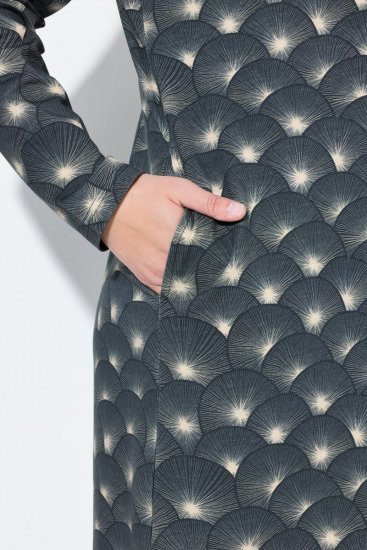 Ulla Popken 843506 Mønstret sweatkjole Sort - Sweatkjoler - 