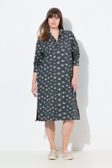 Ulla Popken 843506 Mønstret sweatkjole Sort - Sweatkjoler - 