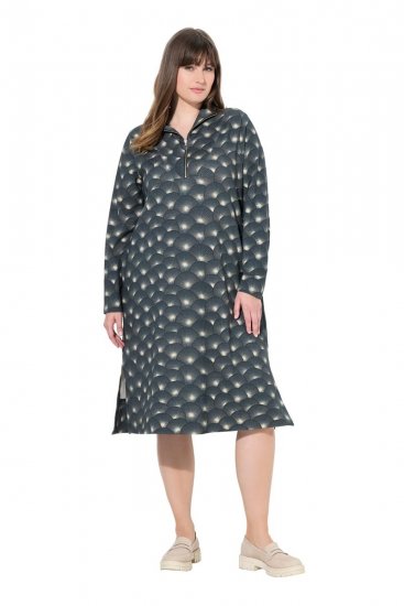 Ulla Popken 843506 Mønstret sweatkjole Sort - Sweatkjoler - 