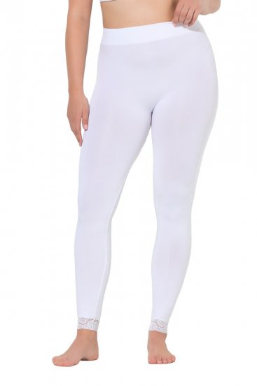 Ulla Popken 844563 Strømpeleggings med blonde Hvid - Strømpebukser & strømper - 