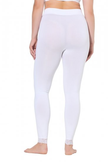 Ulla Popken 844563 Strømpeleggings med blonde Hvid - Strømpebukser & strømper - 