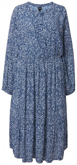Ulla Popken 844594 Blomstret midikjole Mørkeblå - Midikjoler - Midikjoler i store størrelser