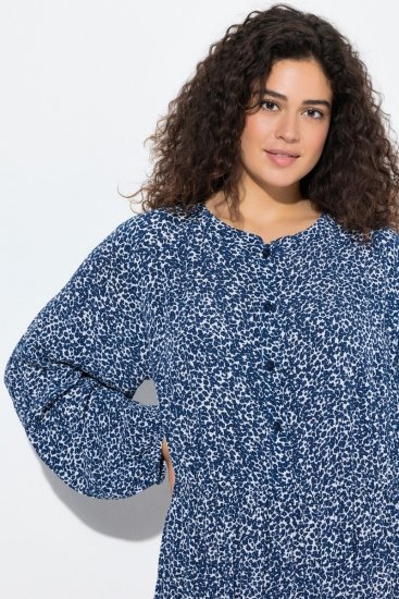 Ulla Popken 844594 Blomstret midikjole Mørkeblå - Midikjoler - Midikjoler i store størrelser