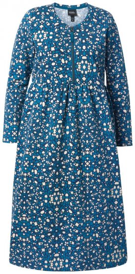 Ulla Popken 844722 Mønstret sweatkjole Petrol - Sweatkjoler - 