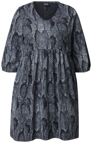 Ulla Popken 844945 Mønstret jerseykjole Sort - Jerseykjoler - 