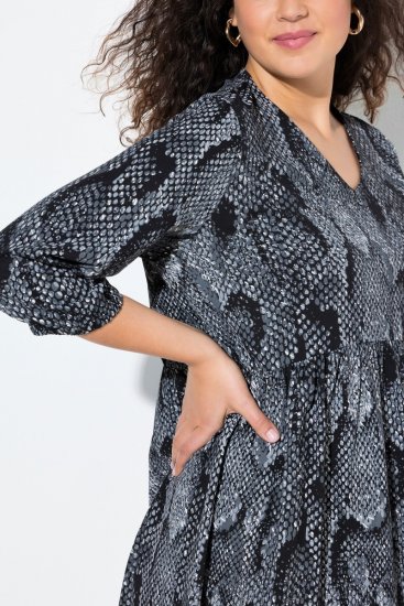 Ulla Popken 844945 Mønstret jerseykjole Sort - Jerseykjoler - 