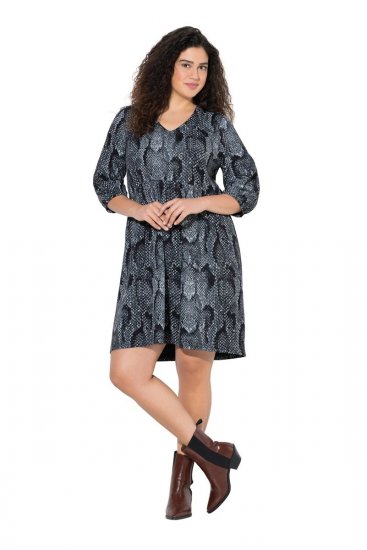 Ulla Popken 844945 Mønstret jerseykjole Sort - Jerseykjoler - 
