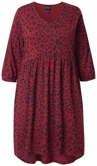 Ulla Popken 844945 A-formet jerseykjole med V-hals Blomme - Jerseykjoler - 