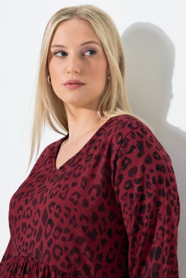 Ulla Popken 844945 A-formet jerseykjole med V-hals Blomme - Jerseykjoler - 