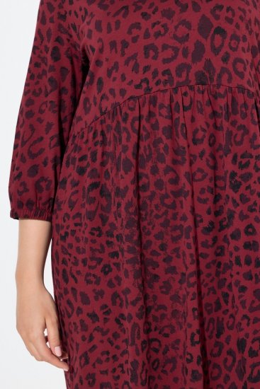 Ulla Popken 844945 A-formet jerseykjole med V-hals Blomme - Jerseykjoler - 