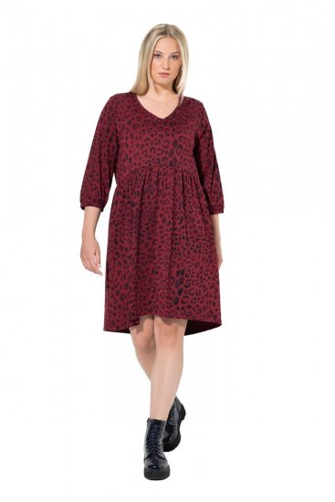 Ulla Popken 844945 A-formet jerseykjole med V-hals Blomme - Jerseykjoler - 