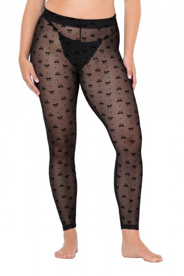 Ulla Popken 844970 Mønstrede strømpeleggings Sort - Strømpebukser & strømper - 