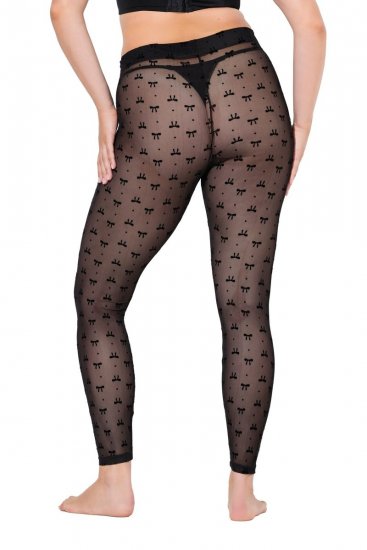 Ulla Popken 844970 Mønstrede strømpeleggings Sort - Strømpebukser & strømper - 
