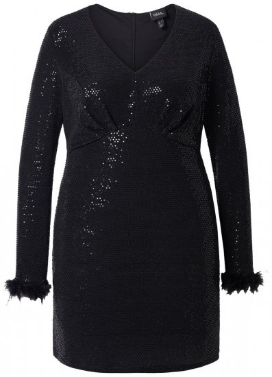 Ulla Popken 845145 Pailletkjole Sort - Aftenkjoler - Festkjoler i plus size